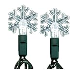LED Holiday Light String Set, White Snowflake 50 LED Light Bulbs, Energy Efficient 4.6 Watts Total