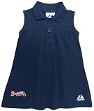 MLB Atlanta Braves Juvi Girls My Favorite Logo Sleeveless Dress By Majestic (ATHLETIC NAVY, MEDIUM)