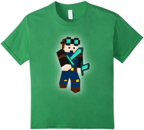 Kids The Diamond Minecart T-Shirt DAN TDM Youtuber White Glow tee 8 Grass