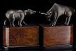 Wall Street Bookends, Bronze/Burlwood