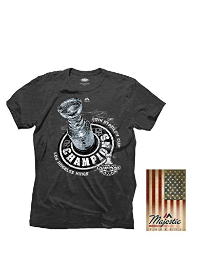 NHL Los Angeles Kings Men's 2014 Stanley Cup Champs Tri Blend Crew Tee, Large, Charcoal