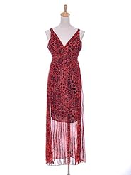 V-neck Animal Print Leopard Print Sheer  Dress