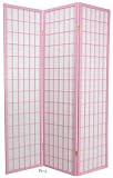 6ft. Window Pane Japanese Shoji Folding Privacy Screen Room Divider - Pink - 3,4,5, or 6 Panel