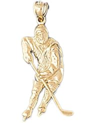 Dazzlers Solid 14k Gold Hockey Player Charm Pendant Available in three colors from jewelsberry (weights: 2.6 grams only)