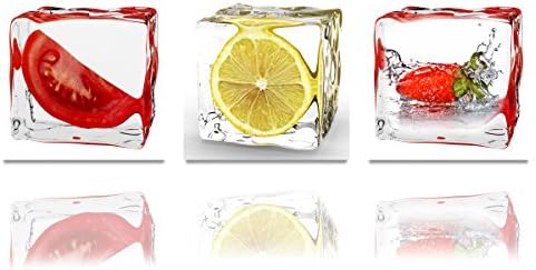 IN SUNSHINE 3pc canvas with frame. Modern Abstract Art Painting Romantic Decor with Frozen fruit