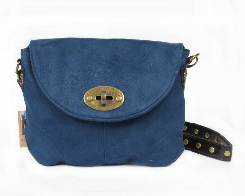 Tokyobay Natali Blue Vegan Suede Shoulder Crossbody Sling Handbag Bag Purse