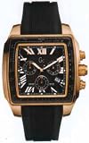 New Guess Collection Gc Gents Chronograph Date Black Dial + Rubber Strap & Rose Gold Plated Steel Case Watch 35503G1 Diver Class Square, Sport Chic Collection