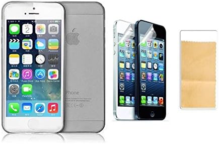 Dynamics New 0.3mm Super Ultra Thin Slim Matte Frosted Transparent Clear Soft Pp Cover Case Skin for Iphone 5 5s with Screen Protector & Cleaning Cloth (Light Black)