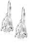 Platinum Plated Sterling Silver 9 x 6 mm Pear-Shaped Cubic Zirconia Lever Back Earrings