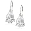 Platinum Plated Sterling Silver 9 x 6 mm Pear-Shaped Cubic Zirconia Lever Back Earrings