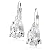 Platinum Plated Sterling Silver 9 x 6 mm Pear-Shaped Cubic Zirconia Lever Back Earrings