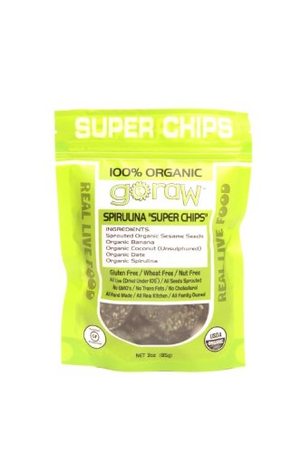 Go Raw Freeland Super Chips, Spirulina, 3-Ounce Bags (Pack of 6)