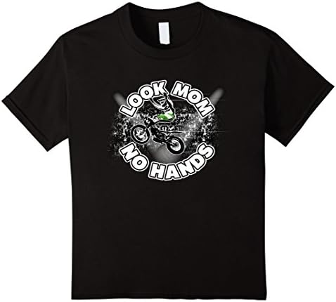 Kids Look Mom No Hands Tshirt Motorcross Dirtbike Rider 10 Black