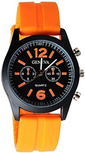 CFashion Geneva Torques Silicon Strap Watch with Torques Case Black Dial 3 Buttons Orange