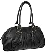 Nicole Black Double Slanted Front Zippers Leather Shoulder Bag -- On SALE