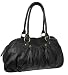 Nicole Black Double Slanted Front Zippers Leather Shoulder Bag -- On SALE