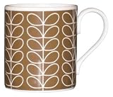 ORLA KIELY fine bone china coffee cup Brown Linear Leaf design