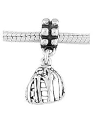 Sterling Silver Baseball Softball Glove Dangle Bead Charm