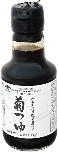 Japanese Yamaroku Aged 2 Years Soy Sauce With Bonito And Kelp Stock "Kiku Tsuyu", 5oz (148ml), Pack of 6