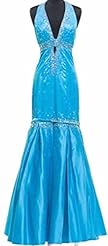 Sexy Halter Winter Beaded  Fitted Satin Evening Dress/Homecoming Dress/Bridesmaid Dress/Pageant Dress/Prom Dress/Quinceanera Dress/Party Dress  With Rhinestones
