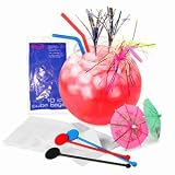 Cocktail Party Set | Cocktail Accessories Pack with Fish Bowl, 250 x Cocktail Napkins, 10 x Ice Cube Bags, 10 x Glitter Sticks, 24 x Paper Cocktail Umbrellas, 25 x Swizzle Stick Disc Stirrers, 250 x Summer Bright Bendy Straws & 10 x Palm Tree Straws