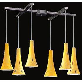 LAMPS BEAUTIFUL Contemporary Yellow Tromba Six Pendant Island Bar Ceiling Fixture Light by... by ELK Lighting