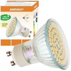GU10 60 SMD LED mit Schutzglas (Warm-Wei� - 60 x 3528 SMD LED - 120� Abstrahlwinkel - GU10 Sockel - 230V AC - 3W - �50�55mm) sebson-media