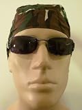 Camouflage Print Design Bikers Cap/ Head Wrap/ Skull Cap, Black, Hunter Green, Dark Brown and Light Green Colors, Medical Scrub Surgical Welders Cap, Hunting Pattern Bandana, Camo Head Wrap, Breathable 100% Cotton, One Size to Fit Most Men, Women and Teens, Suitable for Athletes, Medical, Welding, Healthcare, Bikers, Truckers, Painters, Restaurants and Food Workers to Keep Hair Out of Face