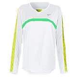 Nike Women's White/Light Green Tempo Dri-FIT Long Sleeve Top