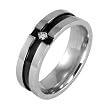 Stainless Steel Black Bisecting Cubic Zirconia Band Ring