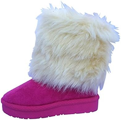 New Pink Girls Faux Fur Suede Boots Shoes (Size 6) 238
