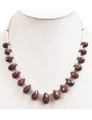 Designer Handmade Natural Fresh Water Pearl & Ruby Drops Beaded Necklace