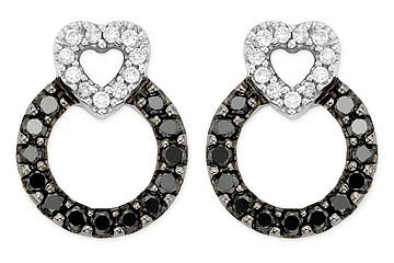 1 2 Carat Black and White Diamond 14K White Gold Earrings
