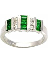 14K White Gold Emerald and Diamond Ring -- LIFETIME WARRANTY