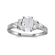 10k White Gold Oval White Topaz And Diamond Ring