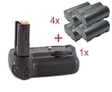 Produkt-Bild: Minadax Profi Batteriegriff f&uuml;r Nikon D90, D80 wie MB-D80 - hochwertiger Handgriff mit Hochformatausl&ouml;ser und besserem Halt + 4x EN-EL3e Nachbau-Akkus