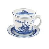 Blue and White Export Porcelain Tea Cup with Saucer and Lid