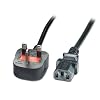 LINDY Mains Power Lead UK 3 Pin Plug Black 10m
