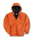 Carhartt Men's Sweatshirt Thermal Zip Large Orange J149