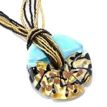 14K Vermeil 15" "Fiore di San Marco" Murano Glass Necklace w/ 2" Extender