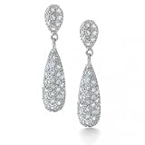 Bling Jewelry Sterling Silver Diamond CZ Pave Long Teardrop Earrings