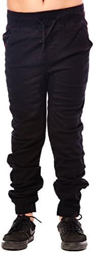 Boys Kids Slim Fashion Clothes Drawstring Cuffed Joggers Pants BBP005 (12, Black)