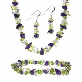 Sterling Silver Genuine Amethyst Peridot Citrine Crystal stone Chip Earrings... by SilverSpeck.com