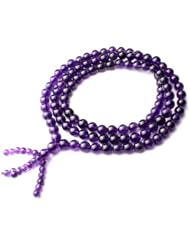 O-stone 2A Amethyst Mala 108 Beads Bracelet 7mm Necklace Grounding Stone Protection