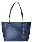 Michael Kors Jet Set EW Chain Item Tote Navy Leather