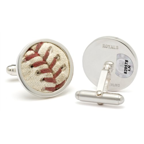 Tokens & Icons MLB Game-Played Baseball Sterling Silver Cufflinks - Kansas City Royals Baseball Cuff Links (7RY)