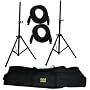 Pyle-Pro PMDK101 - Heavy-Duty Aluminum Anodizing Dual Speaker Stand & Speakon Cable Kit