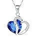 KATGI Fashion Austrian Crystals Heart Shape Pendant Necklace (Dark Blue)