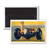 Number 7 Race car - 3x2 inch Fridge Magnet - large magnetic button - Magnet
