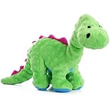 goDog Dinos Bruto Tough Plush Dog Toy with Chew Guard Technology, Green, Large